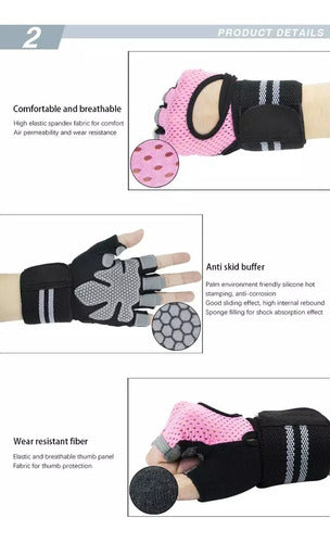 Guantes Gym Con Muñequera Entrenamiento Gimnasio Pesas Gym